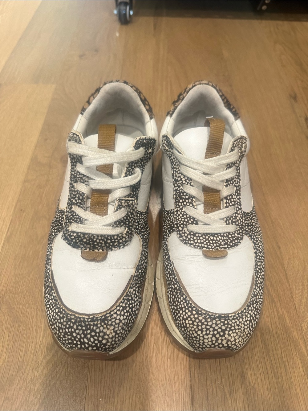Madewell White Sneakers with Brown Speckled Accents